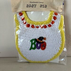 Handmade Cotton Baby Bib - White, Yellow, and Orange